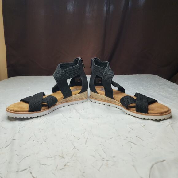 Skechers Womens Desert Kiss Wedge Sandals Size 7 Black Summer Comfort Y2K - Picture 3 of 6